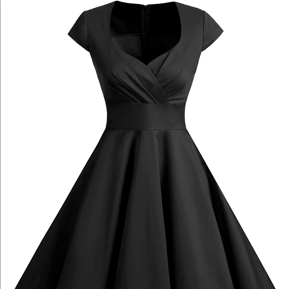 Women Short 1950s Retro Vintage Black Dress
